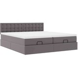 vidaXL Otomanski posteljni okvir z vzmetnicami siv 200x200cm um. usnje | Shoptok.si