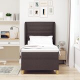 Box Spring Krevet s Madracem u Tamno Smeđoj 90x200 cm Tkanina | shoptok.hr