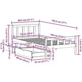 vidaXL Okvir kreveta bez madraca voštano smeđi 75 x 190 cm od borovine | shoptok.hr