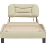 vidaXL Posteljni okvir z vzglavjem krem 90x200 cm blago | Shoptok.si