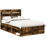  Okvir za krevet s uzglavljem Dimljeni hrast 120 x 190 cm | shoptok.hr