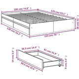  Posteljni okvir s predali siva sonoma 135x190cm inženirski les | Shoptok.si