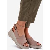 ARTIKER Ladies Sandals Made Of Natural Leather On Wedge Dark Beige | Shoptok.si