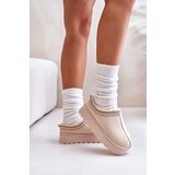 FR1 Women's Snow Boots On Platform Insulated With Fur Light Beige Remenia Cene