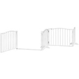 vidaXL Ograda za pse z vrati zložljiva 4 paneli bela 320 cm topolovina | Shoptok.si
