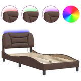  Okvir kreveta s LED svjetlima smeđi 90 x 190 cm od umjetne kože | shoptok.hr