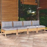 Maison Chic Vrtni kavč - Zunanji kavč štirised s sivimi blazinami trdna borovina, (22042005) | Shoptok.si