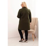 Kesi Włoski Elegant Plus Size women's coat with a collar and large pockets khaki | Shoptok.si