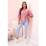 Kesi Włoski Women's cotton blouse with a floral pattern and dark pink buttons | Shoptok.si