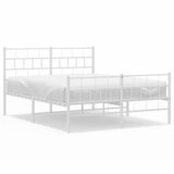 vidaXL Kovinski posteljni okvir z vzglavjem in vznožjem bel 140x190 cm, (20904145) Cene