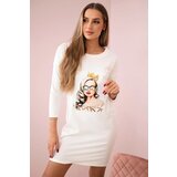 Kesi Dress with graphics of a girl in 3D ecru glasses | Shoptok.si