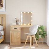 vidaXL Toaletna mizica z LED lučkami sonoma hrast 90x42x132,5 cm | Shoptok.si