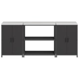 vidaXL Kuhinjski set za pohranu s policom s pohranom s vratima 3 pcs Crna 210 x 50 x 92 cm | shoptok.hr