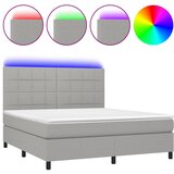  Krevet box spring s madracem LED svjetlosivi 180x200 cm tkanina | shoptok.hr