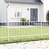 vidaXL Ograja s konico Set 3 Bela Prašno lakirano jeklo Vzdržljiva Cene