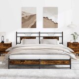 vidaXL Kovinski posteljni okvir brez vzmetnice dimljen hrast 180x200cm | Shoptok.si