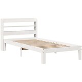 vidaXL Posteljni okvir z vzglavjem bel 100x200 cm trdna borovina | Shoptok.si