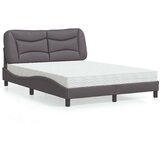 vidaXL Postelja z vzmetnico siva 140x190 cm umetno usnje | Shoptok.si