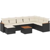 Maison Chic Seti vrtnega pohištva - Vrtna garnitura - Vrtni pohištvo set 9-delna z blazinami črn poli ratan, (21797572) | Shoptok.si