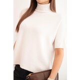 Kesi Włoski Women's short-sleeve loose-fit sweater beige | Shoptok.si