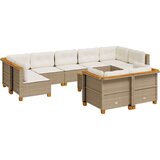 vidaXL 10-dijelni set vrtnih sofa s jastucima bež od poliratana | shoptok.hr