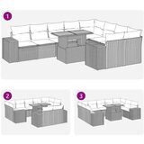  10-dijelni set vrtnih sofa poliratan i bagrem s jastucima sivi | shoptok.hr