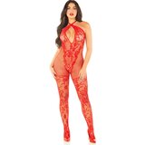 LEG AVENUE BODYSTOCKINGS LEG AVENUE - FLOWER PRINT MESH BODYSTOCKING RED ONE SIZE | shoptok.hr