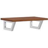  Zidna polica za umivaonik od čelika i masivne hrastovine Smeđa 60 x 40 x 2.5 cm | shoptok.hr