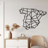 Wallxpert metalni zidni ukras 5291, geometrijska mapa Španije, 75 x 60 cm, crni Cene