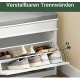 SoBuy lesena klop za čevlje s sedežem za shranjevanje v beli barvi staranega lesa 61x24x51cm, (5000009238) | Shoptok.si