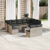 Maison Chic Seti vrtnega pohištva - Vrtna garnitura - Vrtni pohištvo set 12-delna z blazinami siva poli ratan, (21811226) | Shoptok.si