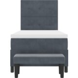 vidaXL Box Spring postelja z ležiščem in klopjo temno siva 80x200 cm žamet | Shoptok.si