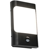 QAZQA Stenska svetilka črna z LED IP44 s senzorjem gibanja - Khuvan Cene