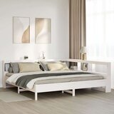  Knjižna postelja brez vzmetnice bela 180x200 cm trdna borovina | Shoptok.si
