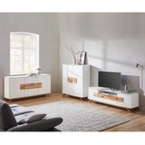 XORA visoka komoda, bela, barve hrasta | Shoptok.si