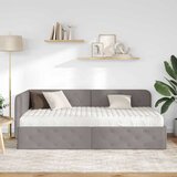  Kutni okvir kreveta Sivo-smeđa 90 x 200 cm tkanina Slike