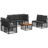  Set vanjskih sofa 8 pcs Crna i tamno siva Poliester - Crna sa stolom | shoptok.hr