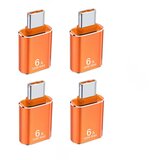 INF Type-C na USB 3.1 OTG adapter 6A, 4 kos, aluminij, hiter prenos Orange, (5000276757) | Shoptok.si