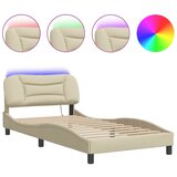  The Living Store Posteljni okvir z LED lučkami krem 100x200 cm tkanina - Posteljni Okvir, (21529335) | Shoptok.si