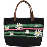 Venisymlis Ženska Nakupovalna Naramna Torba Za Deklice Iz Platna Z Rožami – Črna, (22070111) | Shoptok.si