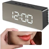  4v1 USB elektronska budilka s termometrom in ogledalom črna