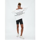 Koton Sports Sweatshirt With Half Zipper, Slogan Print Oversize Cene