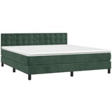 vidaXL Krevet box spring s madracem LED tamnozeleni 180x200 cm baršun | shoptok.hr