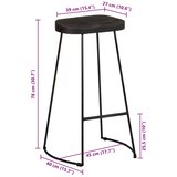  Barski stolci 2 kom crni 45x40x78 cm masivnog drva manga | shoptok.hr