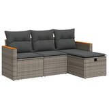  4-dijelni set vrtnih sofa od poliratana s jastucima sivi | shoptok.hr