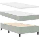 vidaXL Postelja s škatlasto vzmetjo z vzmetnico Svetlo siva 100x200 cm Žamet | Shoptok.si