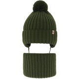AGBO Boy's winter set: hat and tube scarf khaki with pompom Carlo | Shoptok.si
