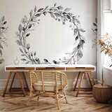  Foto tapeta - Romantic wreath - grey plant motif with leaves with rose pattern 250x175 | shoptok.hr
