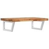  Zidna polica za umivaonik od čelika i masivnog bagremovog drva Smeđa 100 x 50 x 4 cm | shoptok.hr