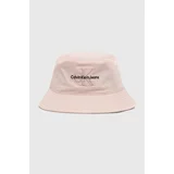 Calvin Klein Jeans Bombažni klobuk roza barva